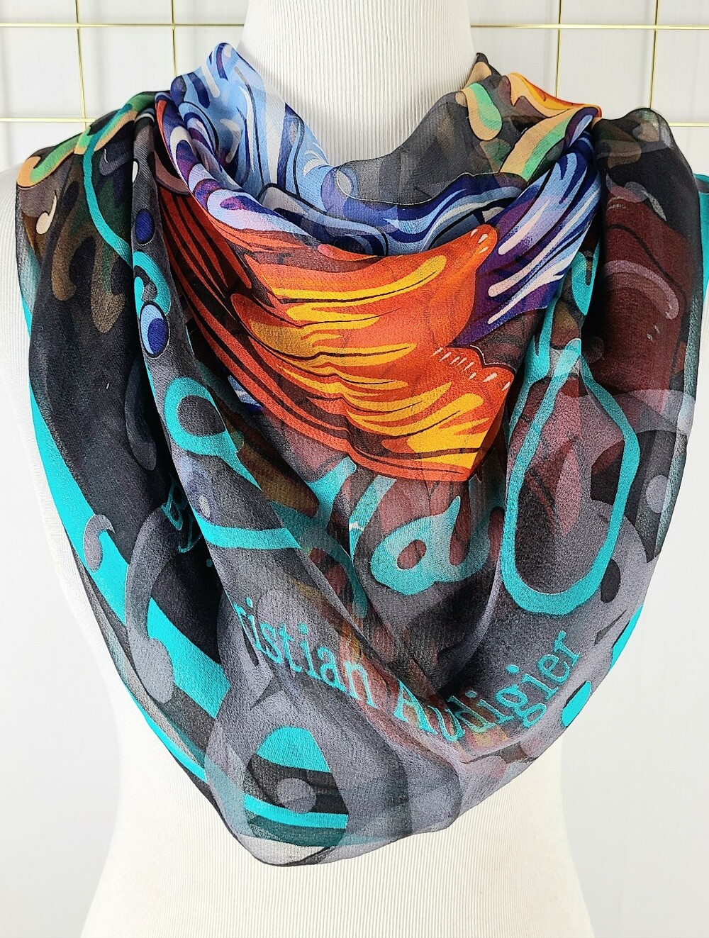 Christian Audigier Ed Hardy Extra Large Mermaid Under The Sea Y2K Vintage Scarf